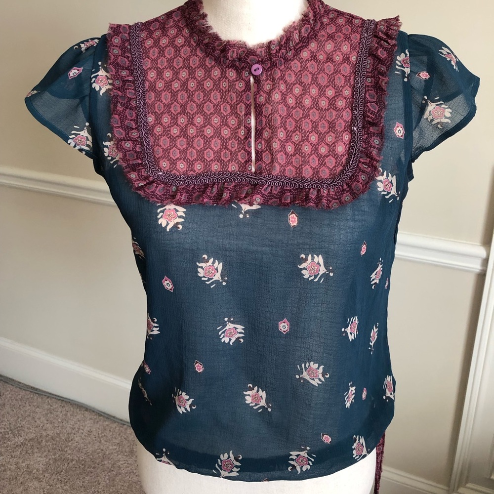 Free People Sheer Print Top